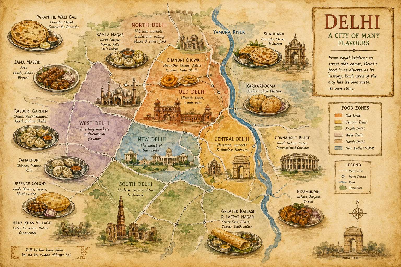 Delhi Food Guide food map