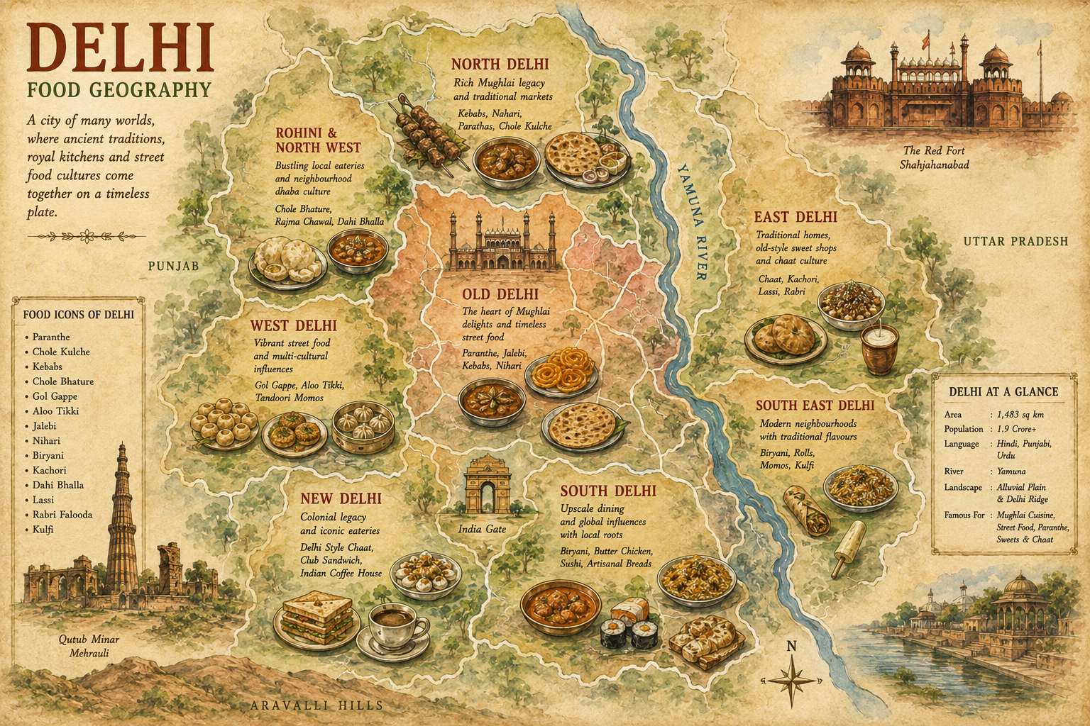 Delhi Food Guide food map