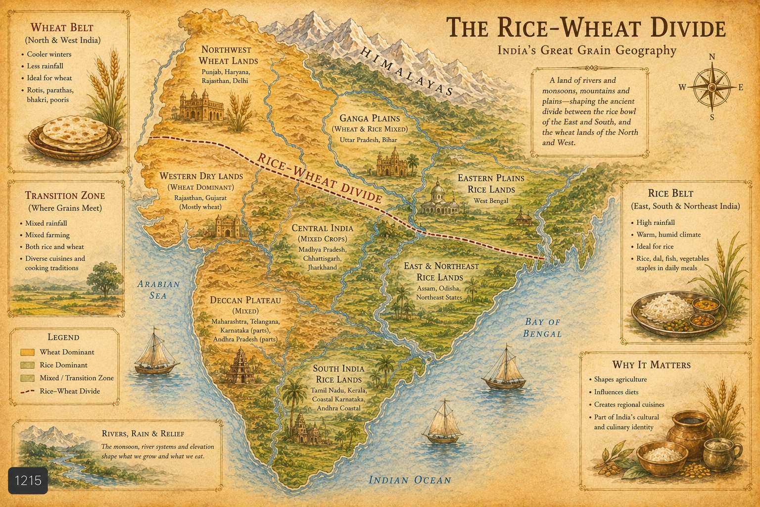 India rice wheat millet transition zone map