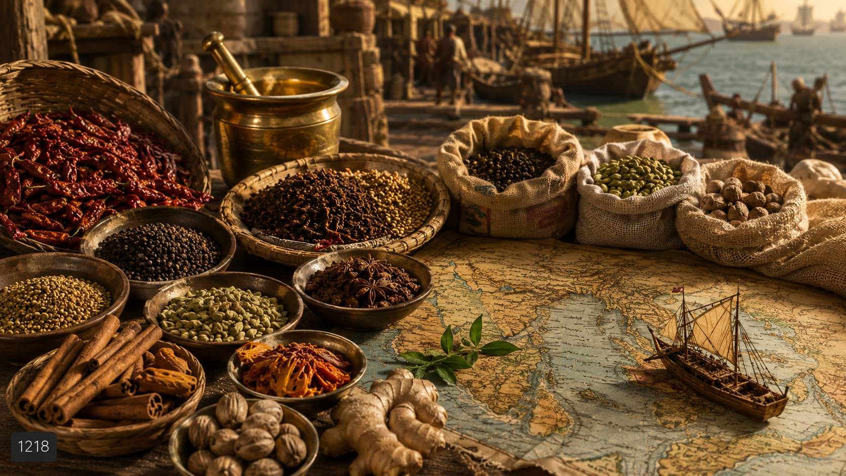 Historical spice trade routes from India to Arabia Persia Europe Southeast Asia