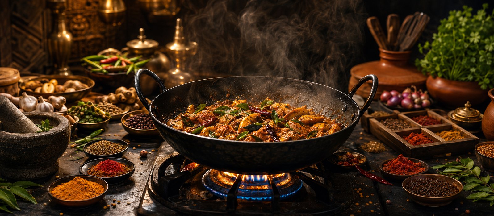 Indian cooking science — pan on flame
