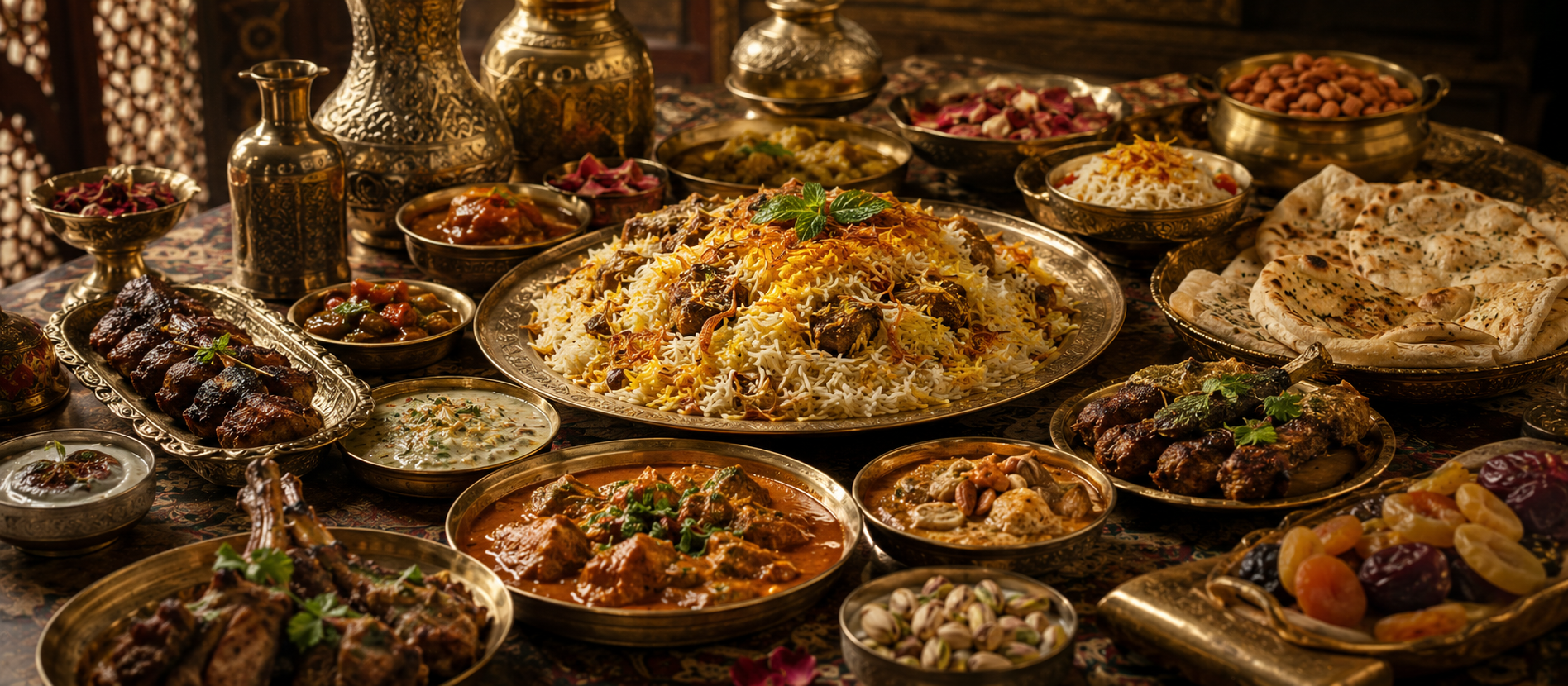 Mughlai feast dishes biryani korma