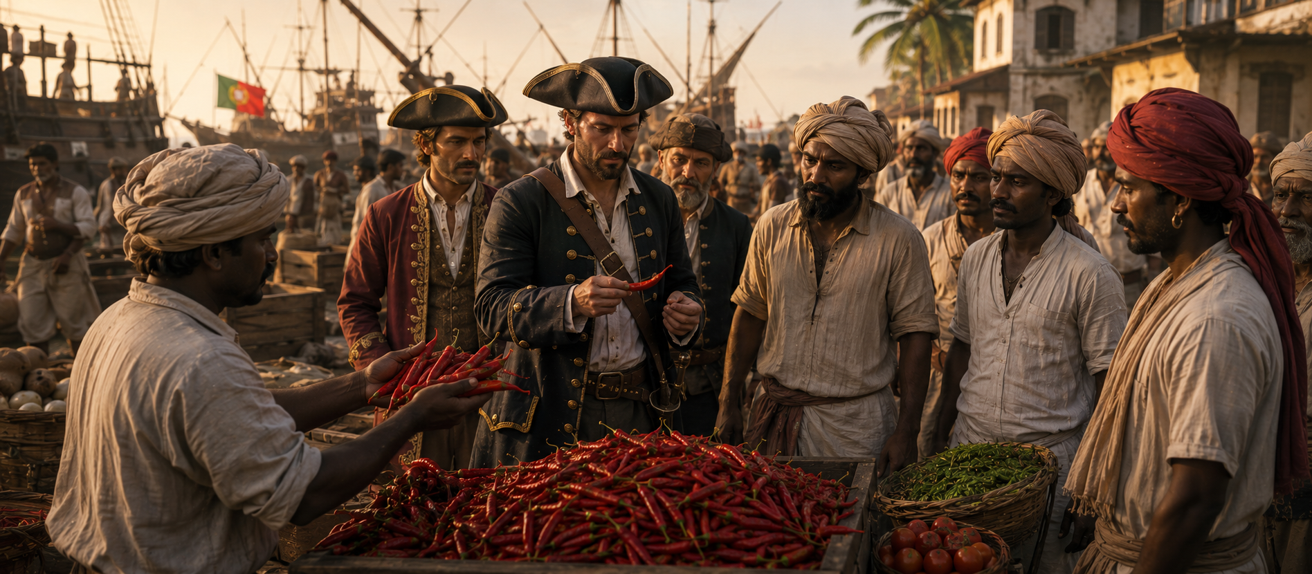 Chilli arriving in India Portuguese Columbian exchange