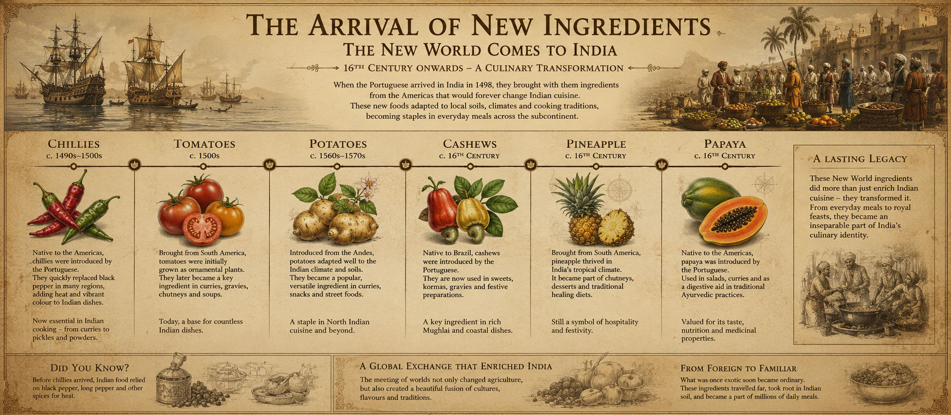 Timeline of New World foods arriving in India via Portugal