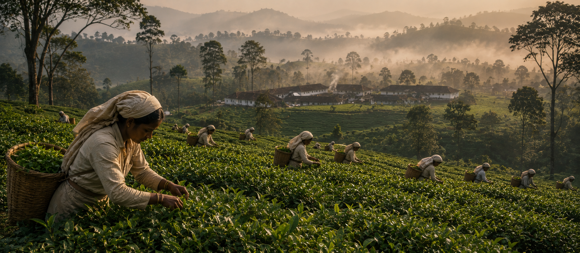 British era tea plantation Assam Darjeeling