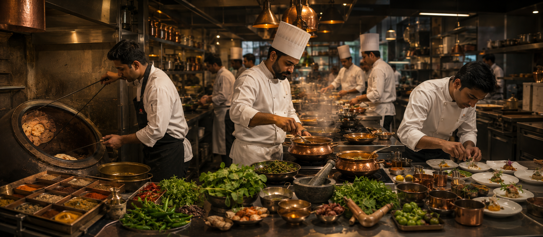 Modern Indian fine dining professional kitchen