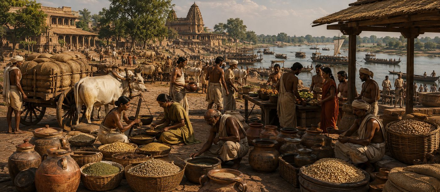 Grain boats on the Ganges