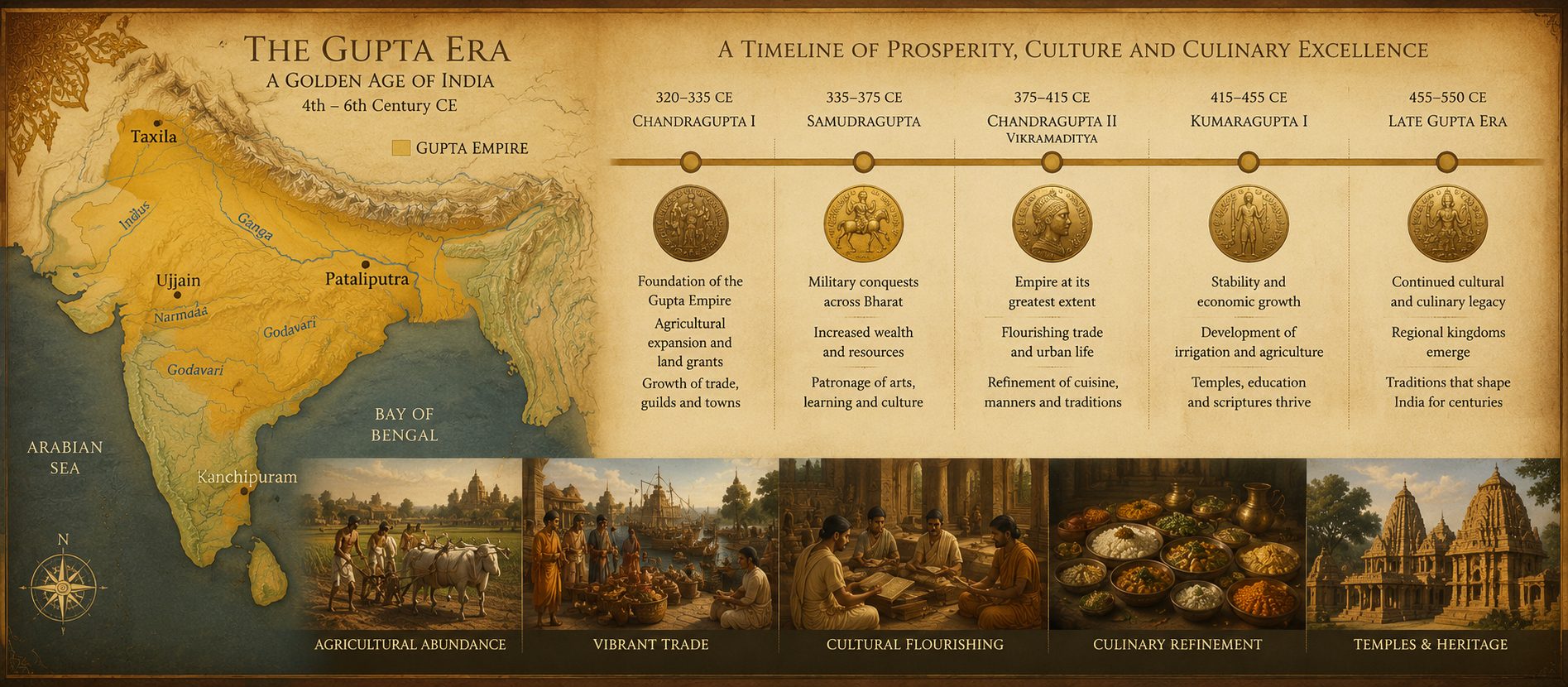 Timeline and map of the Gupta Golden Age c.320–550 CE