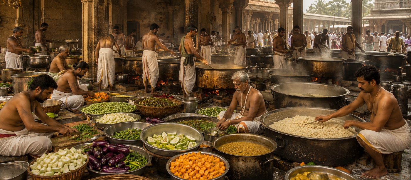 Temple food preparation rituals and methods