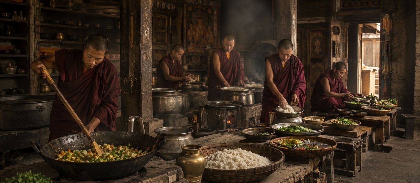 Buddhist monastery kitchen