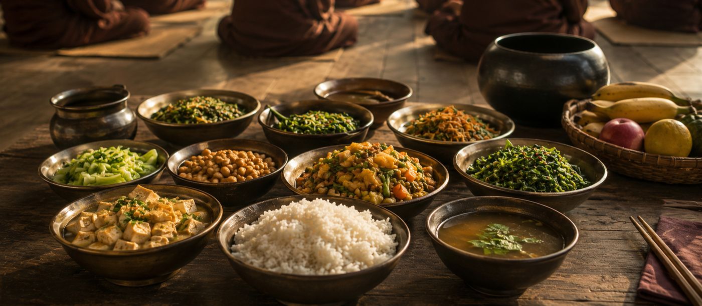 Buddhist community shared meal