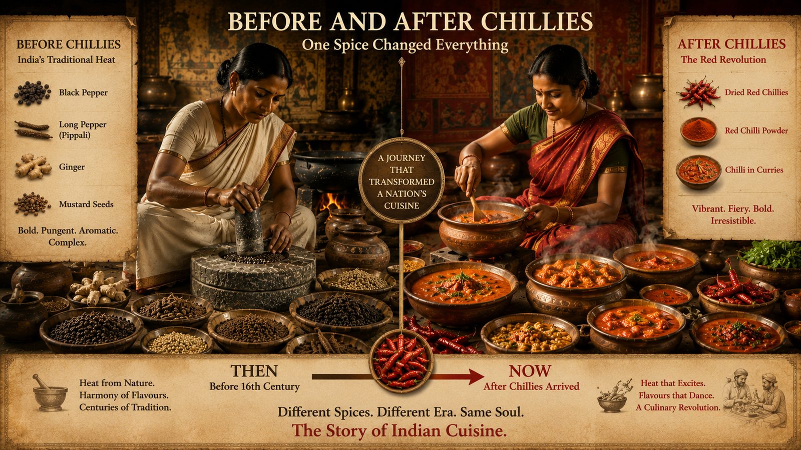 Before and after chillies — comparing the heat sources of ancient and modern Indian cooking