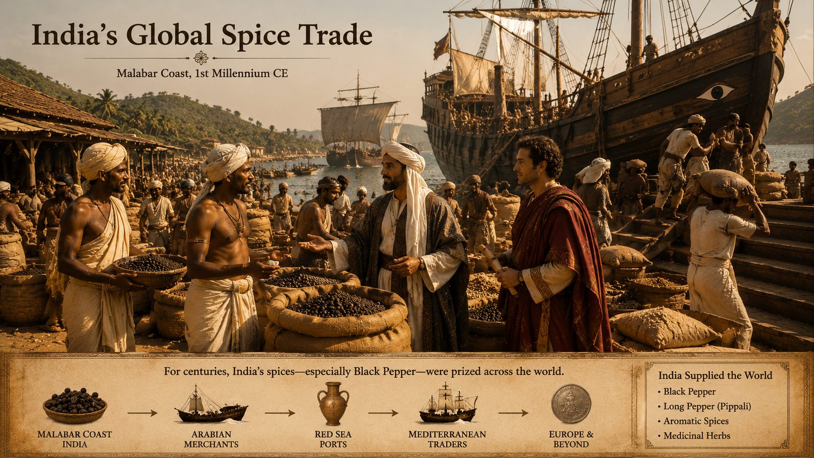 Map showing the chilli trade route from Americas via Portugal to Goa and across India