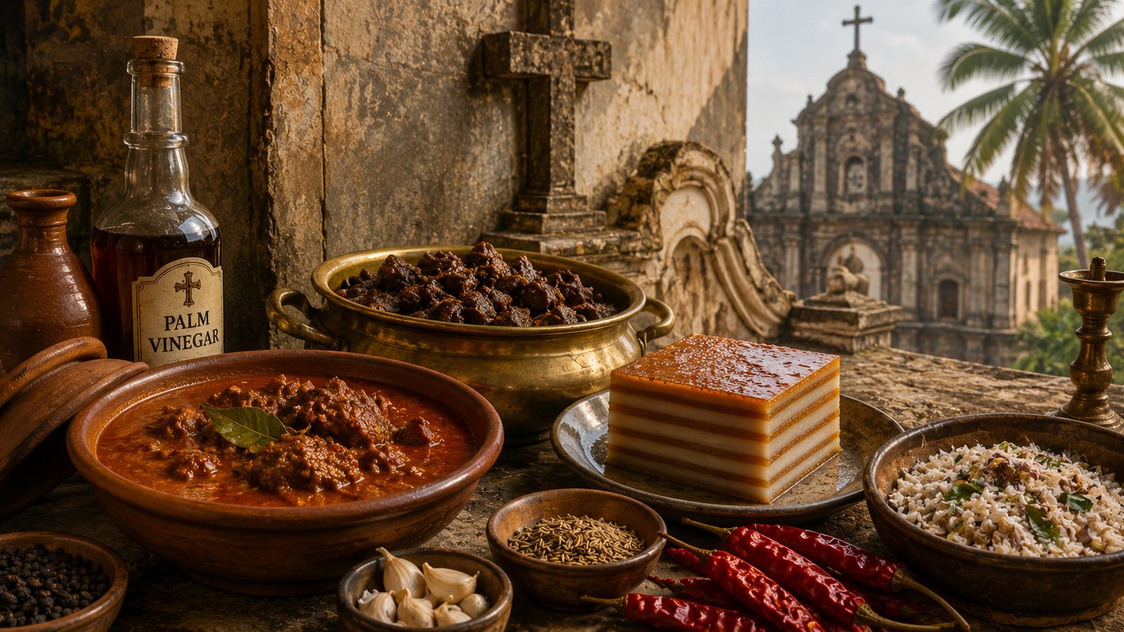Goan cuisine — vindaloo, xacuti, bebinca — the living result of 451 years of culinary fusion