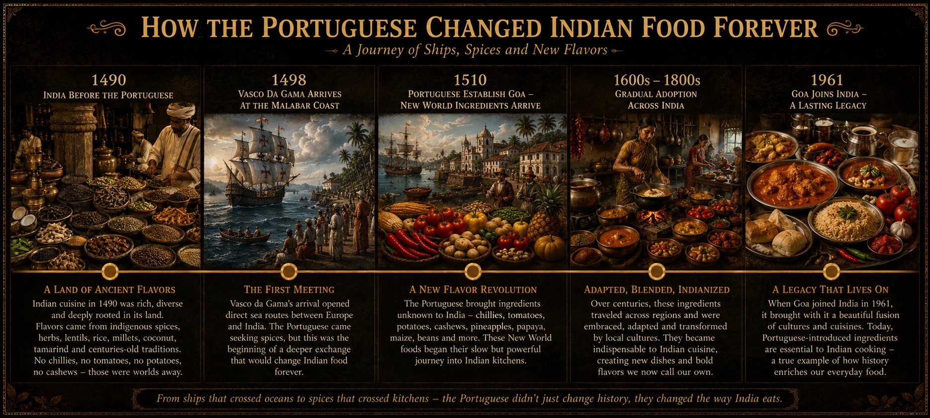 Timeline of Portuguese presence in India and the ingredients they introduced