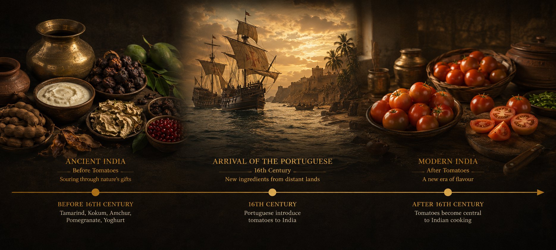 Timeline of souring agents in Indian cooking from ancient times to present