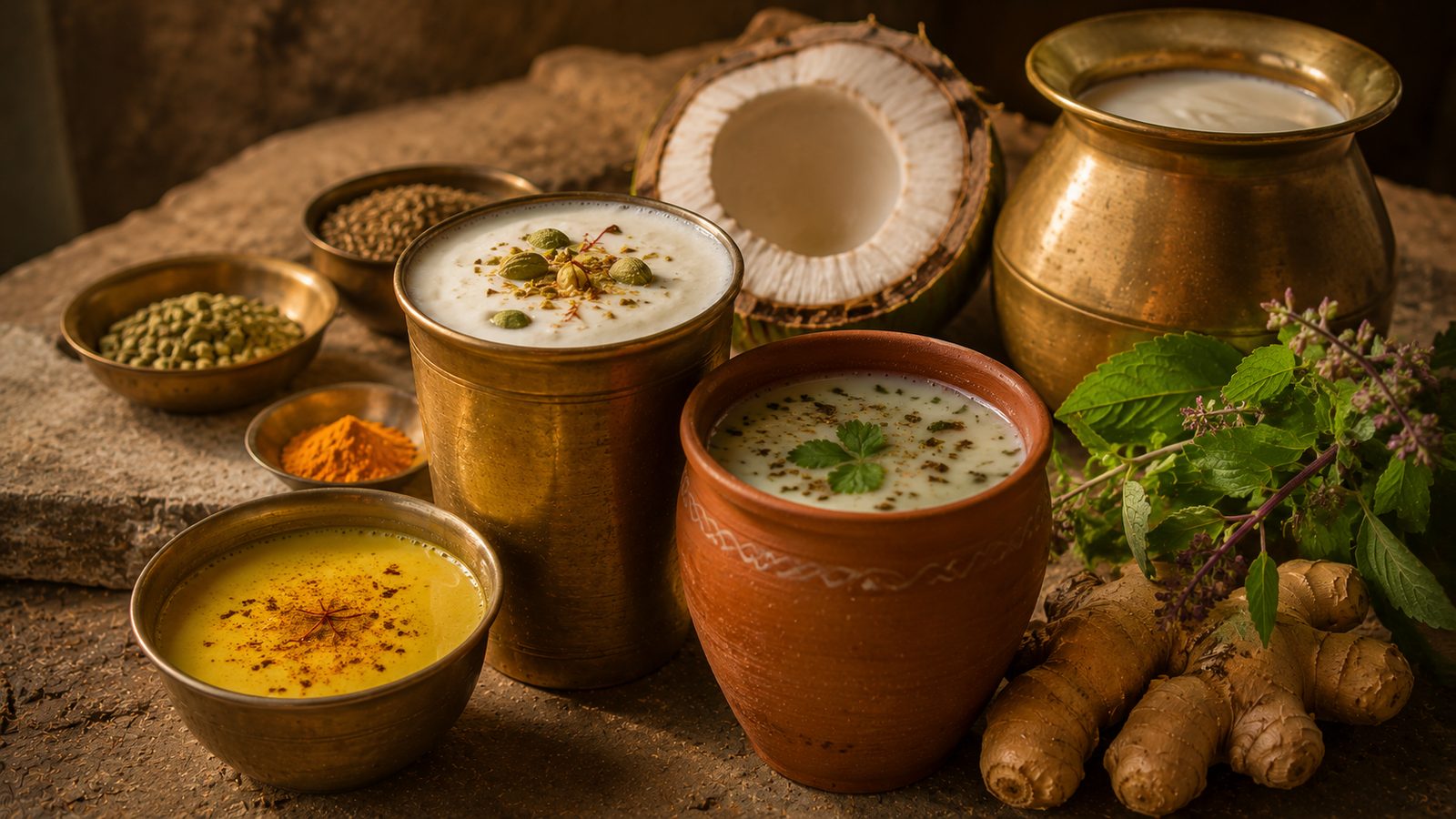 What India drank before tea — chaas, lassi, herbal infusions, coconut water, haldi doodh