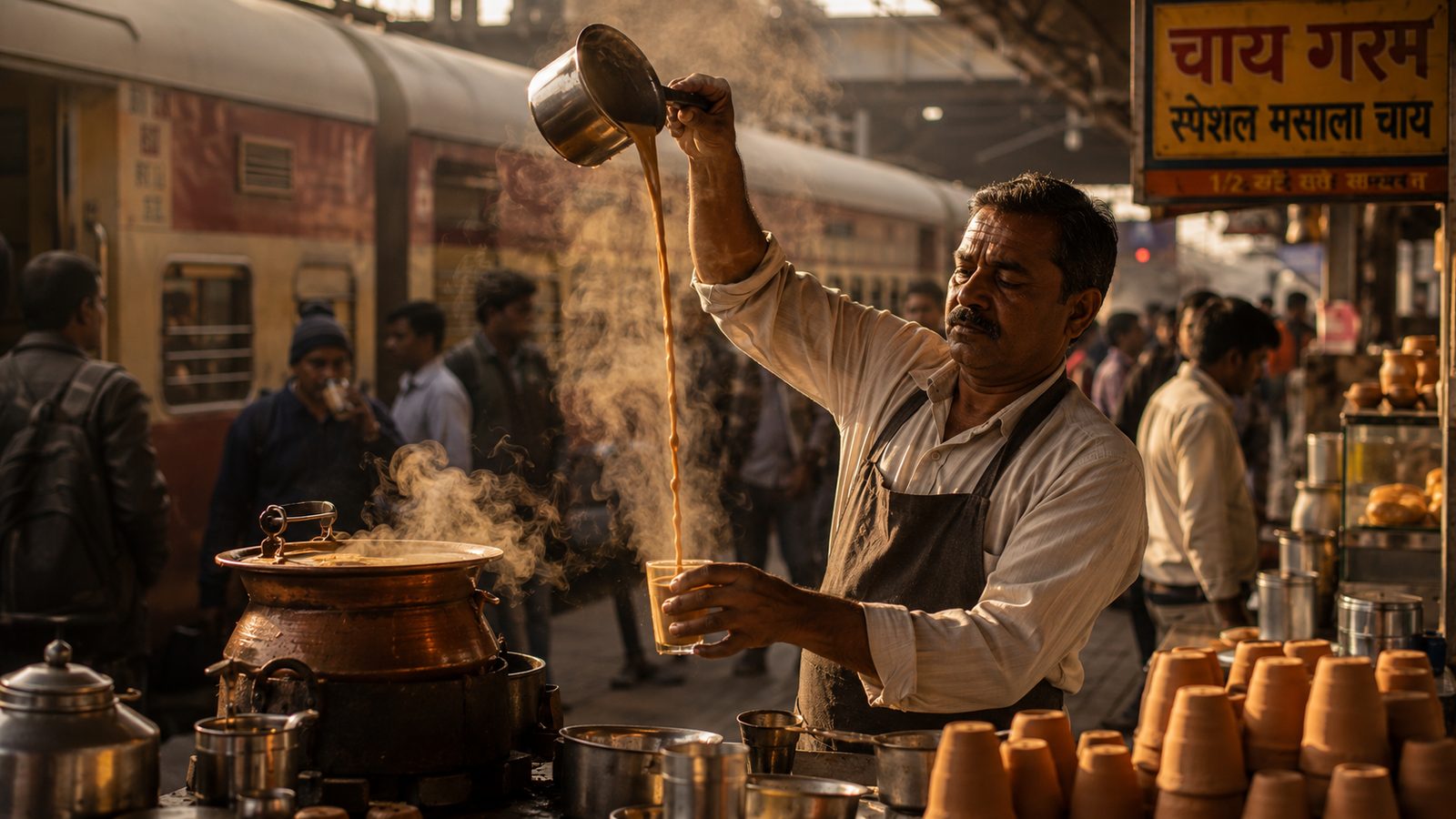 Modern India and chai — chai wallahs, masala chai, the national drink culture