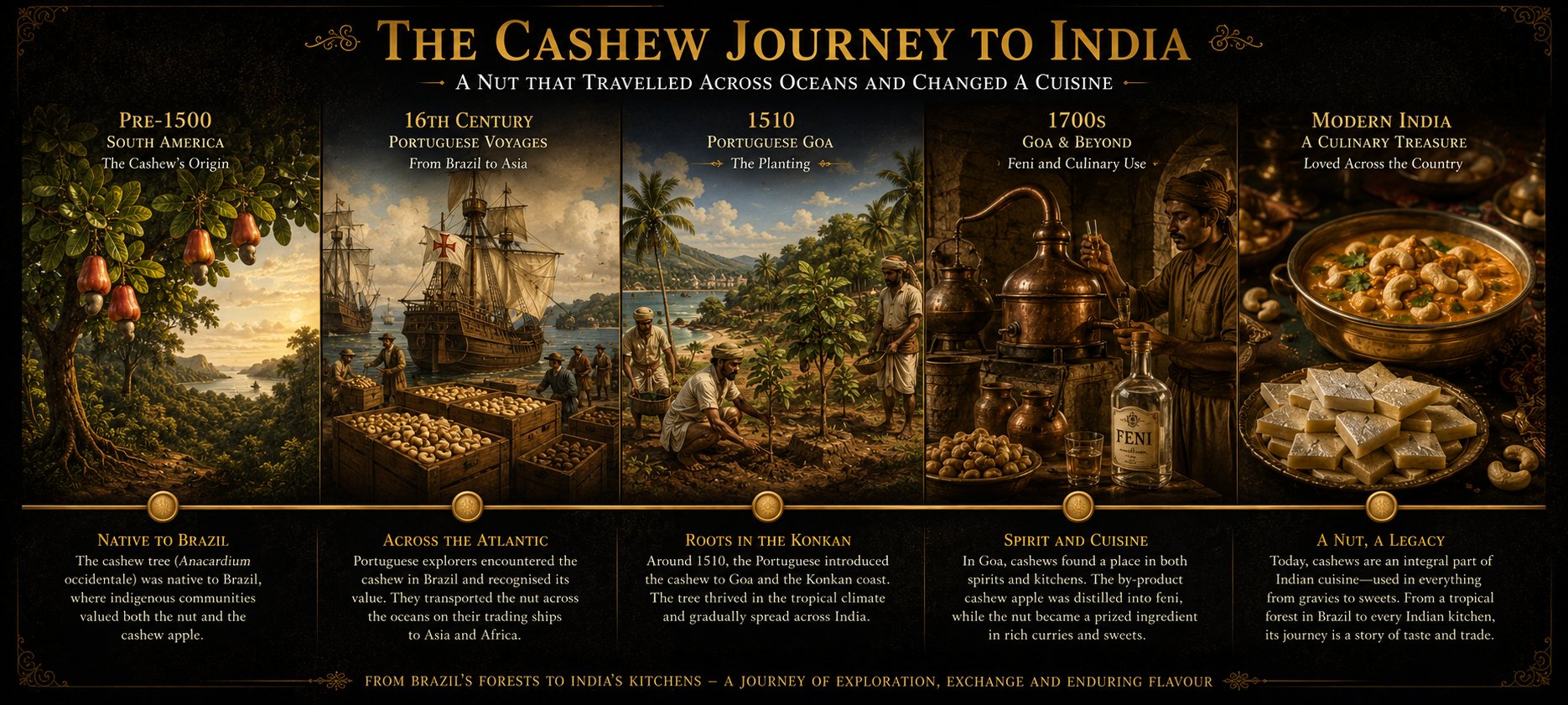 Timeline of cashew from Brazil to Goa to transforming Indian cooking