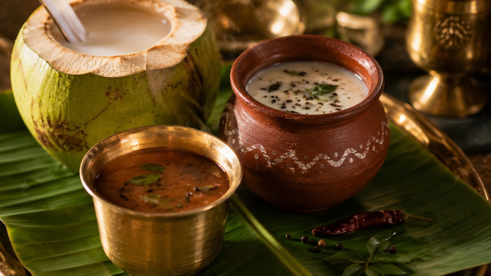 South India before coffee — rasam, spiced buttermilk, herbal infusions, coconut water