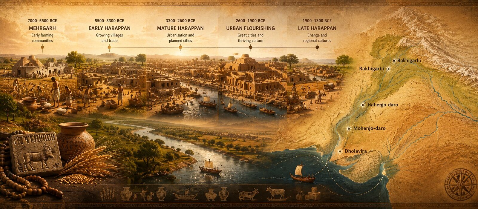 Indus Valley civilisation timeline from Mehrgarh to Late Harappan